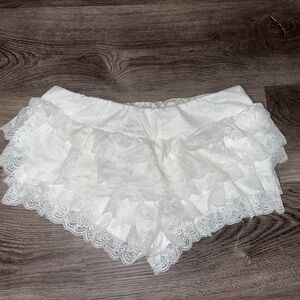 SHEIN White Lace Ruffle Mini Skirt
